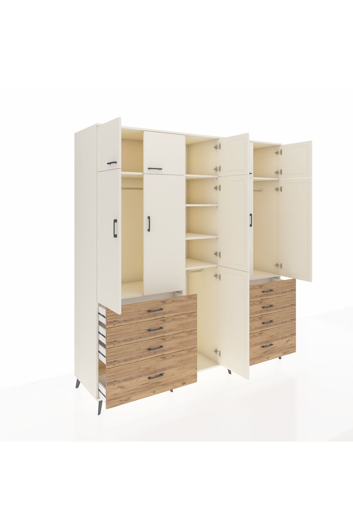 Kronos Dolap 8 Raflı 8 Çekmeceli 3 Askılı 220x59x243 - S784M009V06C