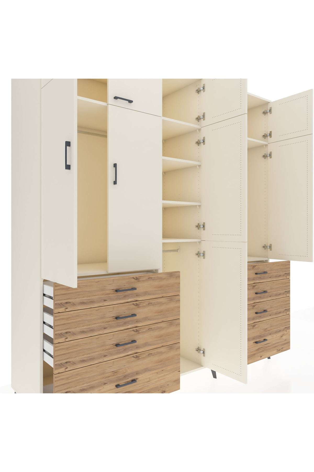 Kronos Dolap 8 Raflı 8 Çekmeceli 3 Askılı 220x59x243 - S784M009V06C
