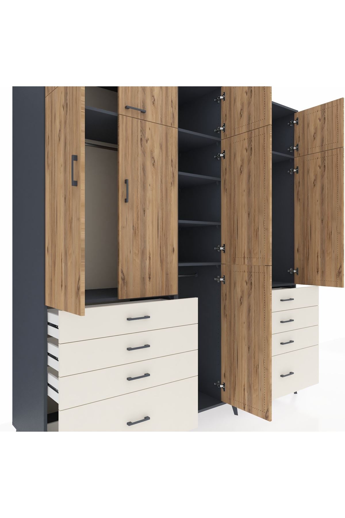 Kronos Dolap 8 Raflı 8 Çekmeceli 3 Askılı 220x59x243 - S784M009V10C