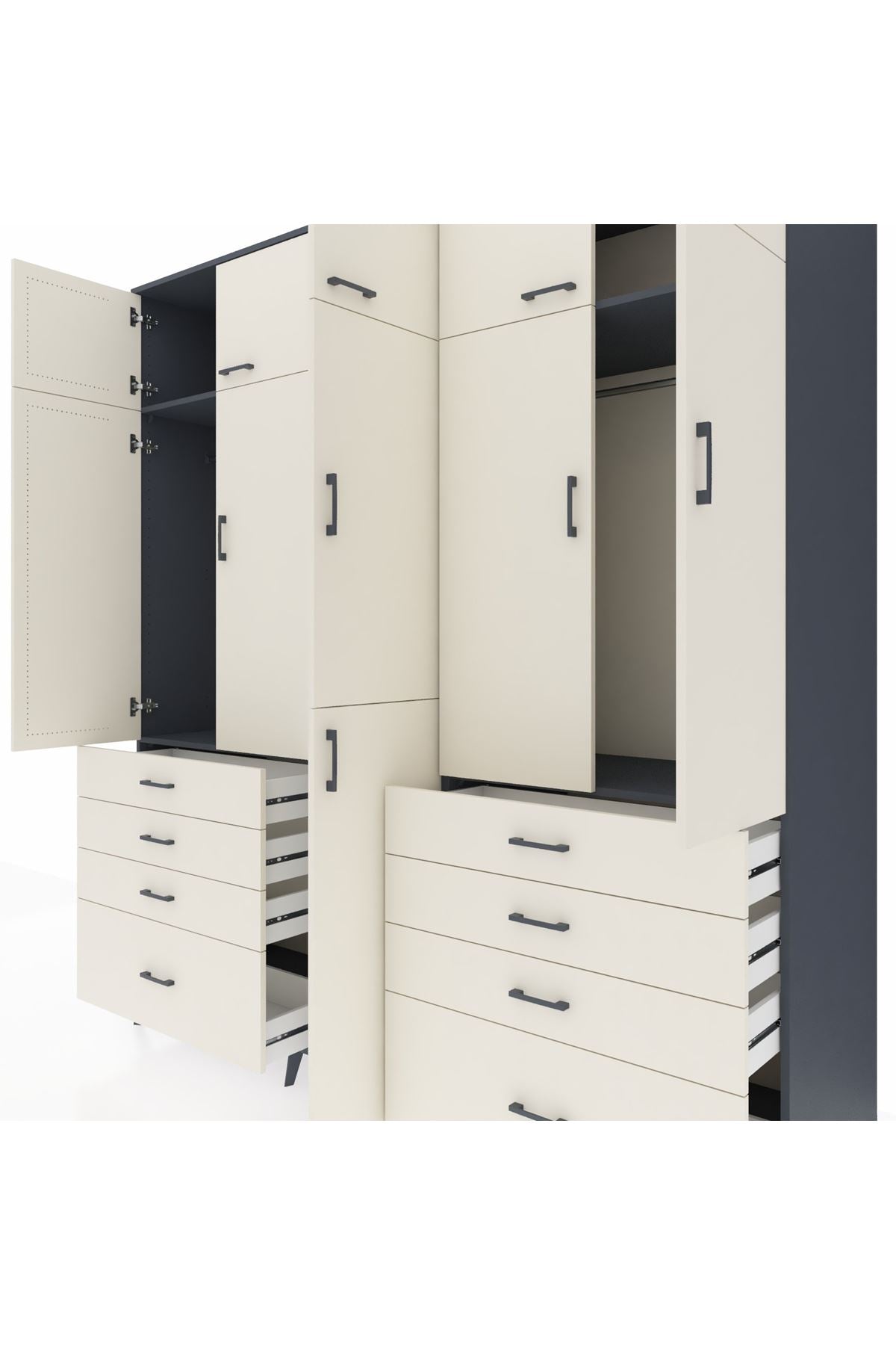 Kronos Dolap 8 Raflı 8 Çekmeceli 3 Askılı 220x59x243 - S784M009V13C