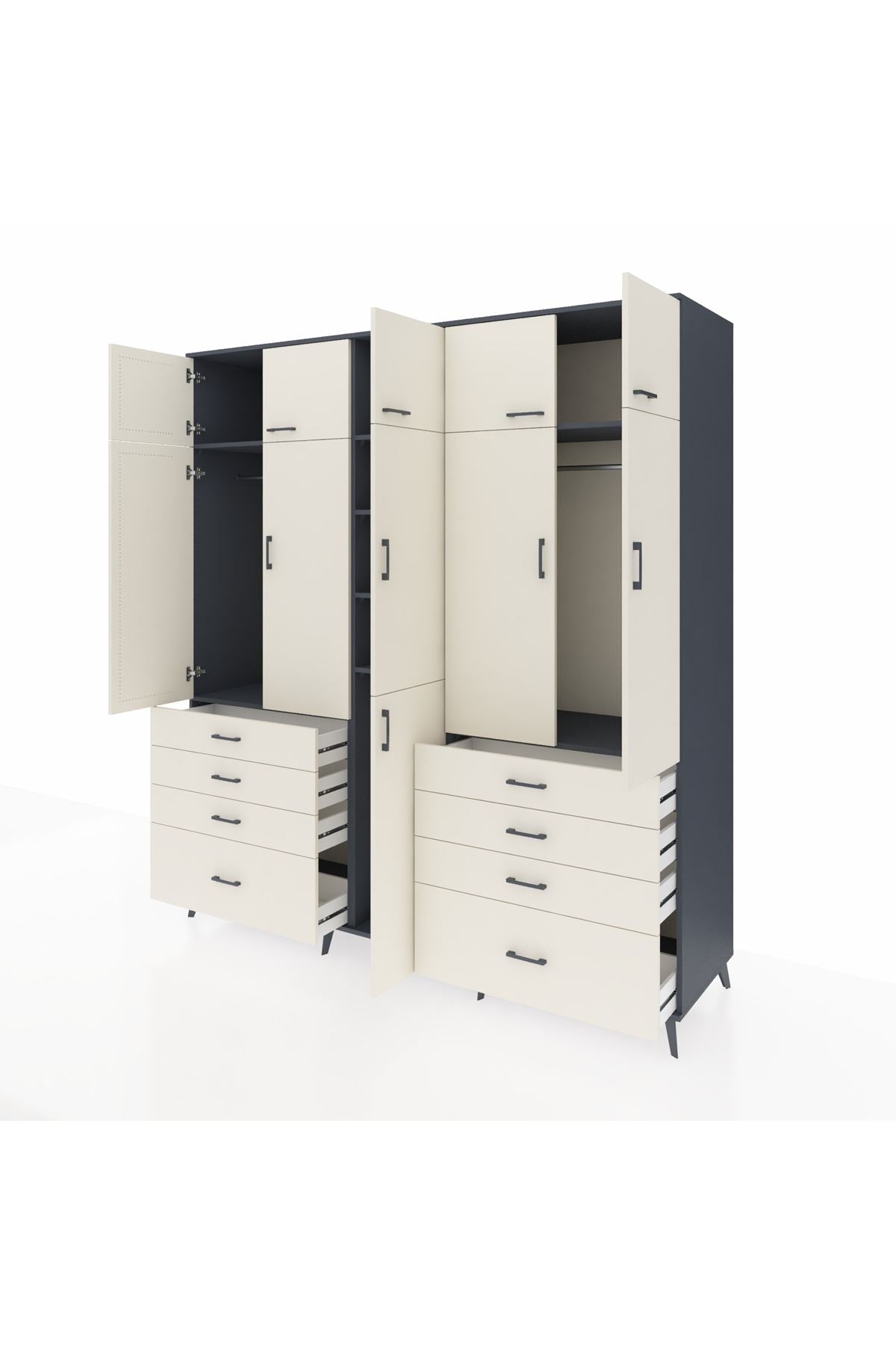 Kronos Dolap 8 Raflı 8 Çekmeceli 3 Askılı 220x59x243 - S784M009V13C