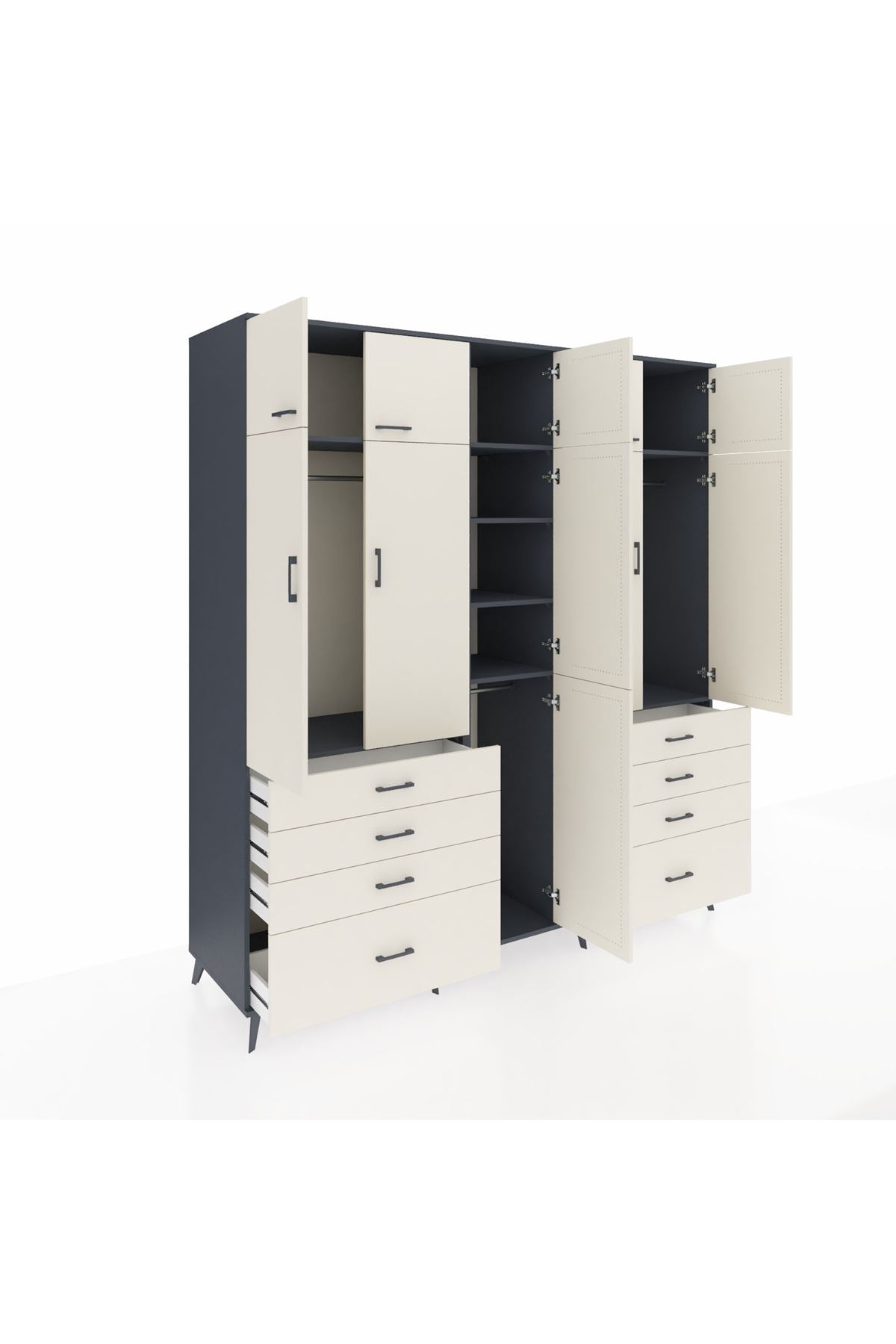 Kronos Dolap 8 Raflı 8 Çekmeceli 3 Askılı 220x59x243 - S784M009V13C