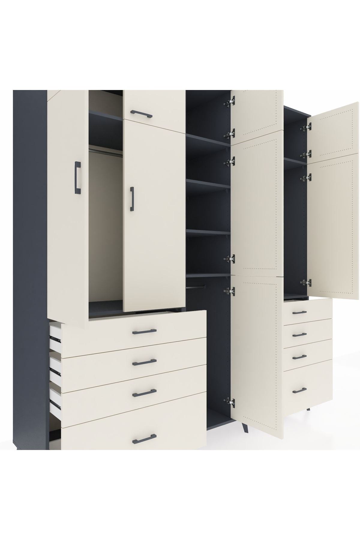 Kronos Dolap 8 Raflı 8 Çekmeceli 3 Askılı 220x59x243 - S784M009V13C