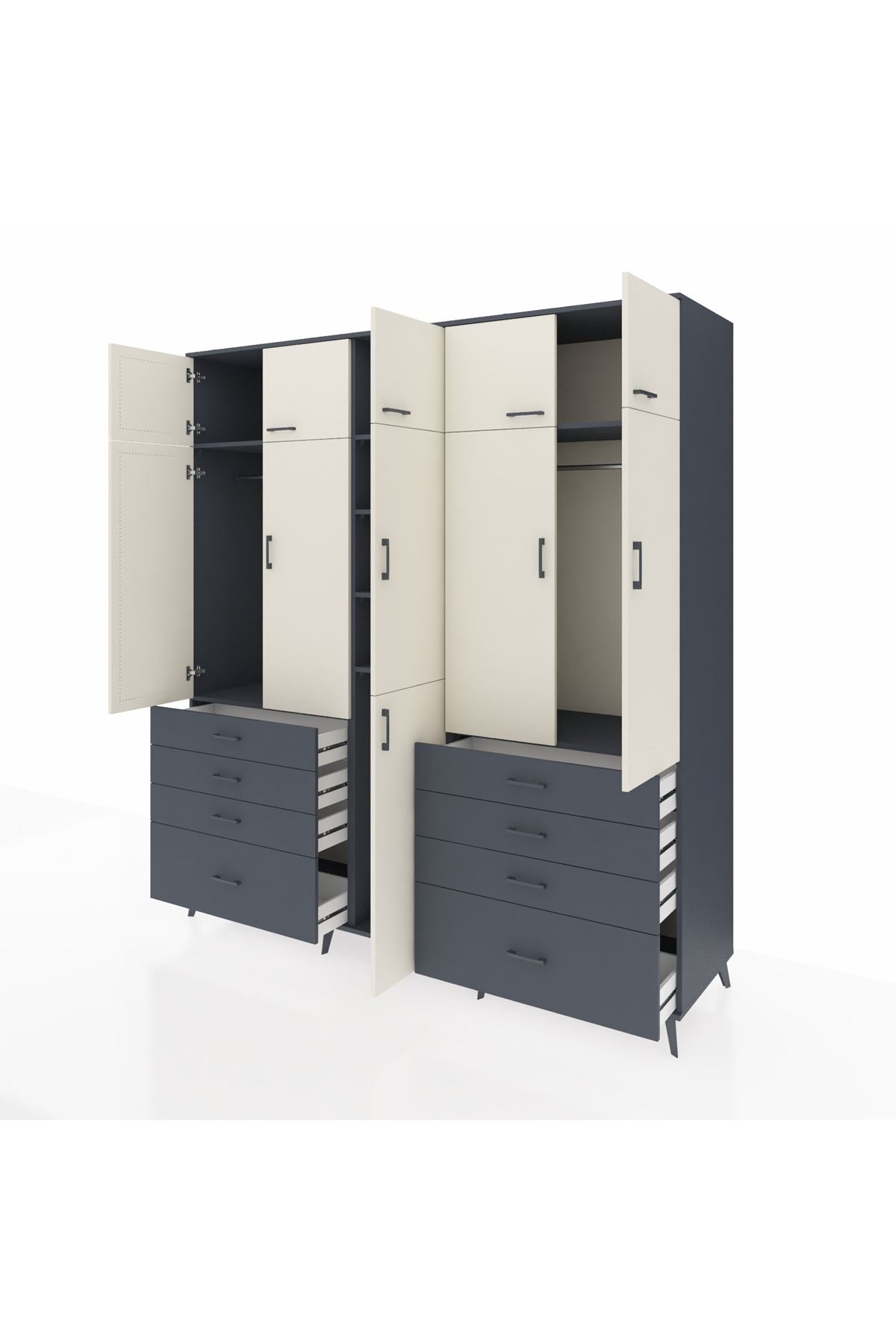 Kronos Dolap 8 Raflı 8 Çekmeceli 3 Askılı 220x59x243 - S784M009V14C
