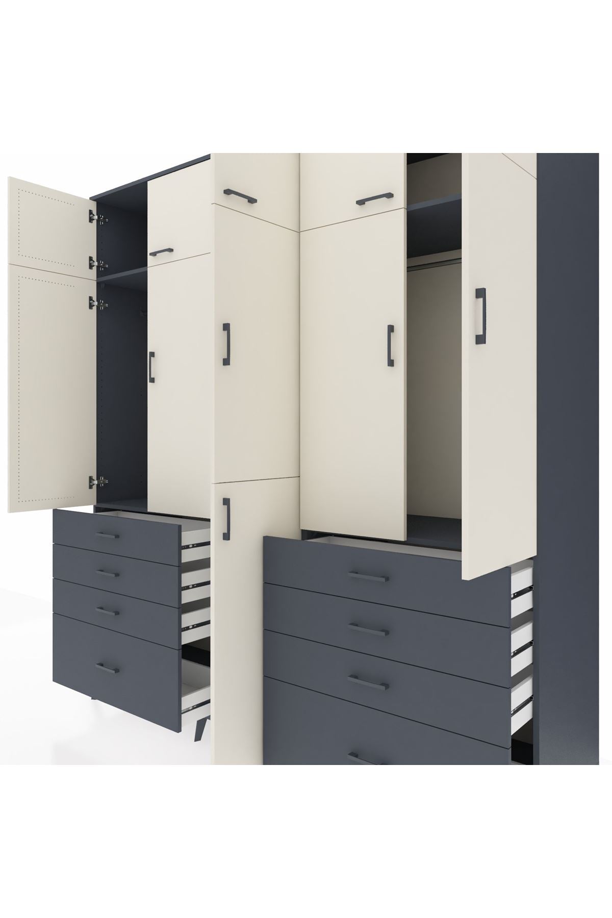 Kronos Dolap 8 Raflı 8 Çekmeceli 3 Askılı 220x59x243 - S784M009V14C