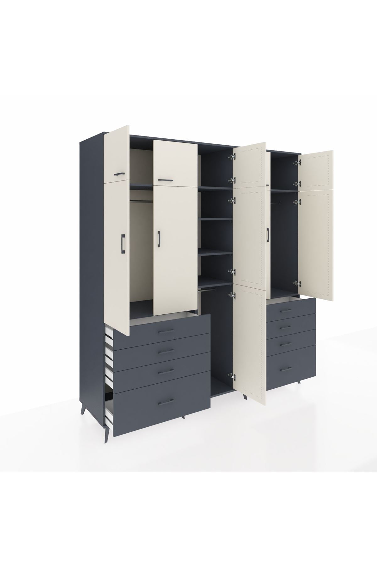 Kronos Dolap 8 Raflı 8 Çekmeceli 3 Askılı 220x59x243 - S784M009V14C