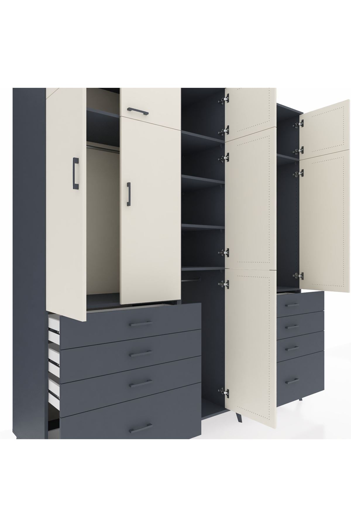 Kronos Dolap 8 Raflı 8 Çekmeceli 3 Askılı 220x59x243 - S784M009V14C