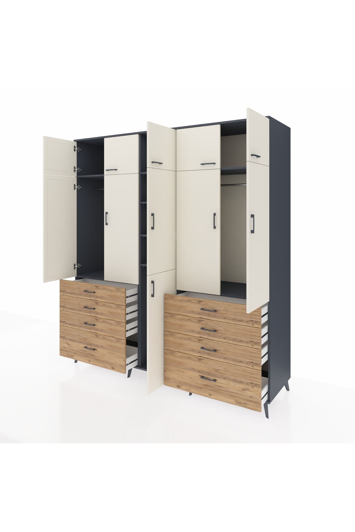 Kronos Dolap 8 Raflı 8 Çekmeceli 3 Askılı 220x59x243 - S784M009V15C