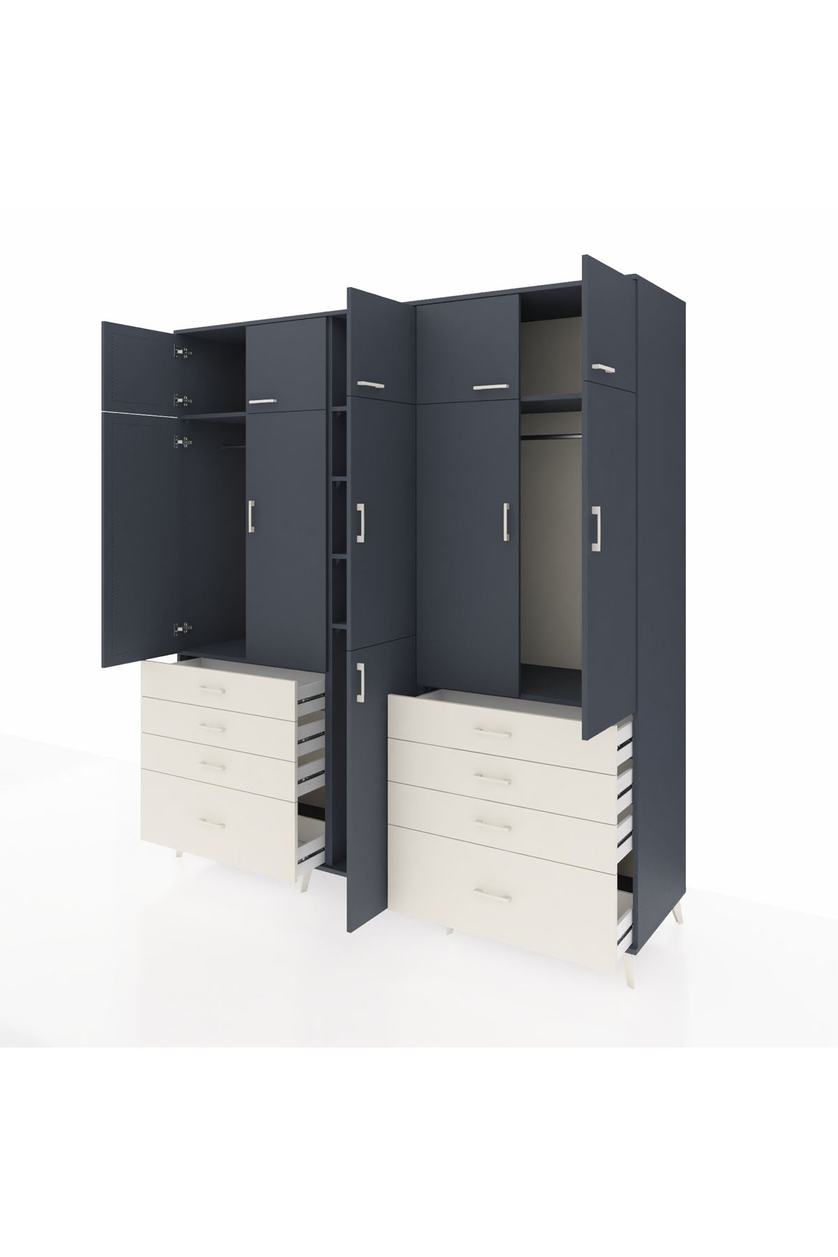 Kronos Dolap 8 Raflı 8 Çekmeceli 3 Askılı 220x59x243 - S784M009V16C