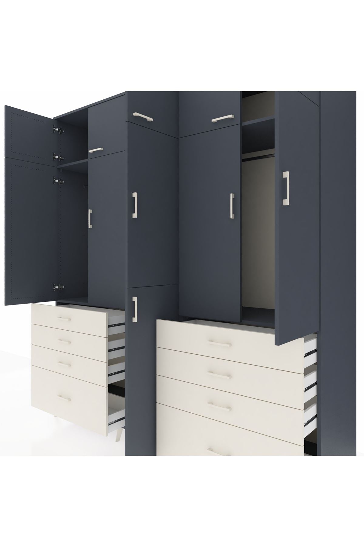 Kronos Dolap 8 Raflı 8 Çekmeceli 3 Askılı 220x59x243 - S784M009V16C