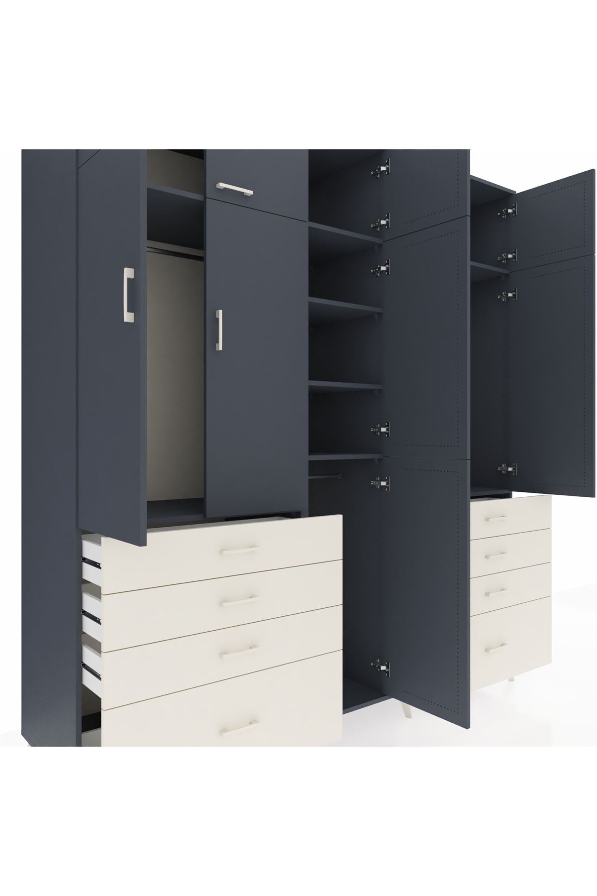 Kronos Dolap 8 Raflı 8 Çekmeceli 3 Askılı 220x59x243 - S784M009V16C