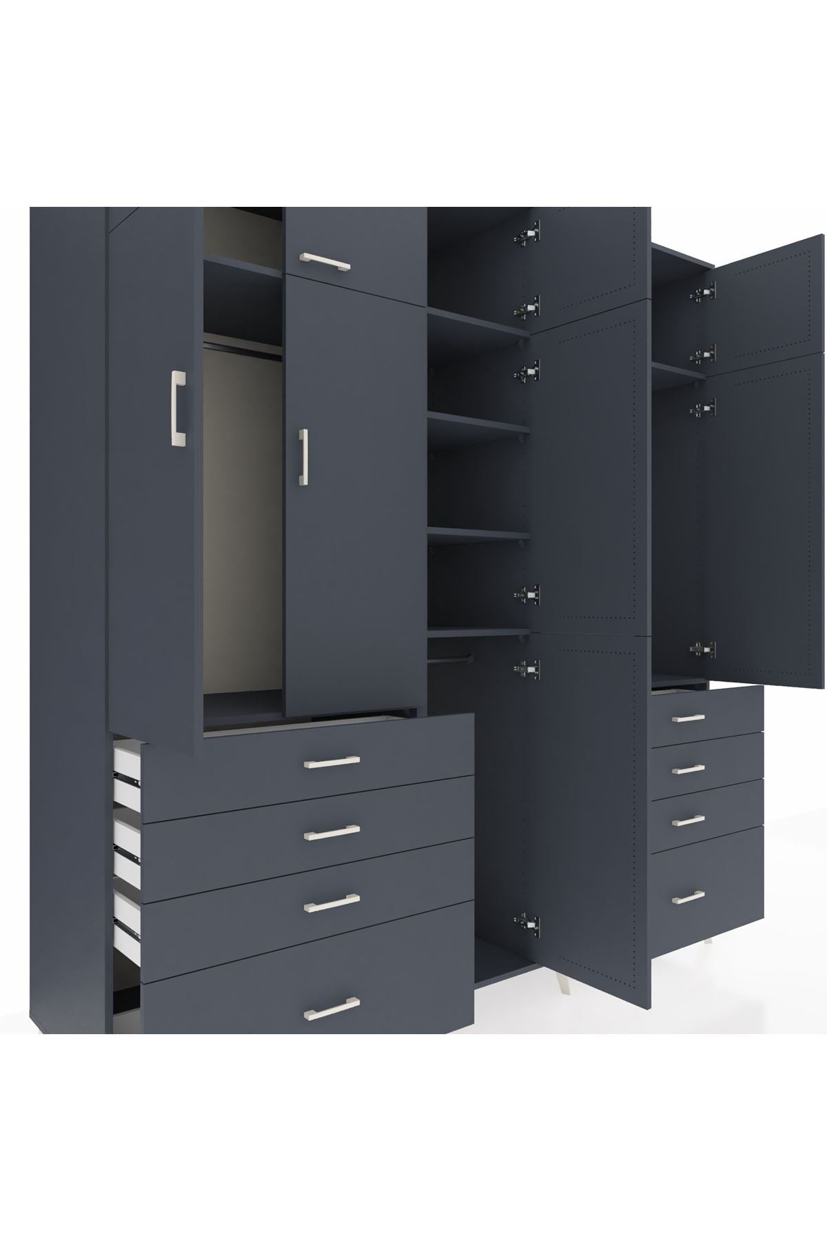 Kronos Dolap 8 Raflı 8 Çekmeceli 3 Askılı 220x59x243 - S784M009V17C