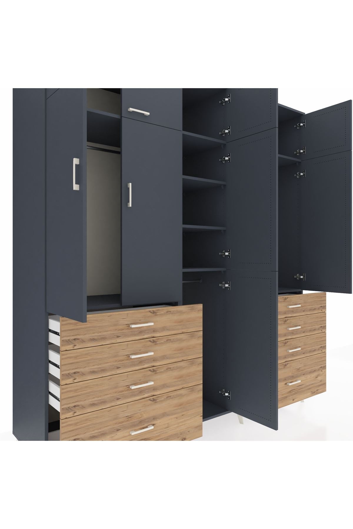 Kronos Dolap 8 Raflı 8 Çekmeceli 3 Askılı 220x59x243 - S784M009V18C