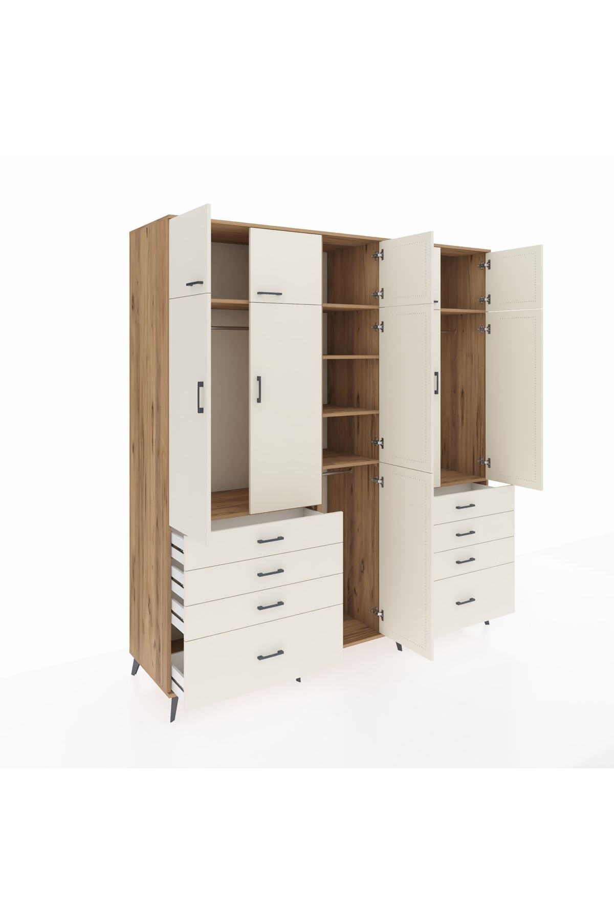 Kronos Dolap 8 Raflı 8 Çekmeceli 3 Askılı 220x59x243 - S784M009V22C