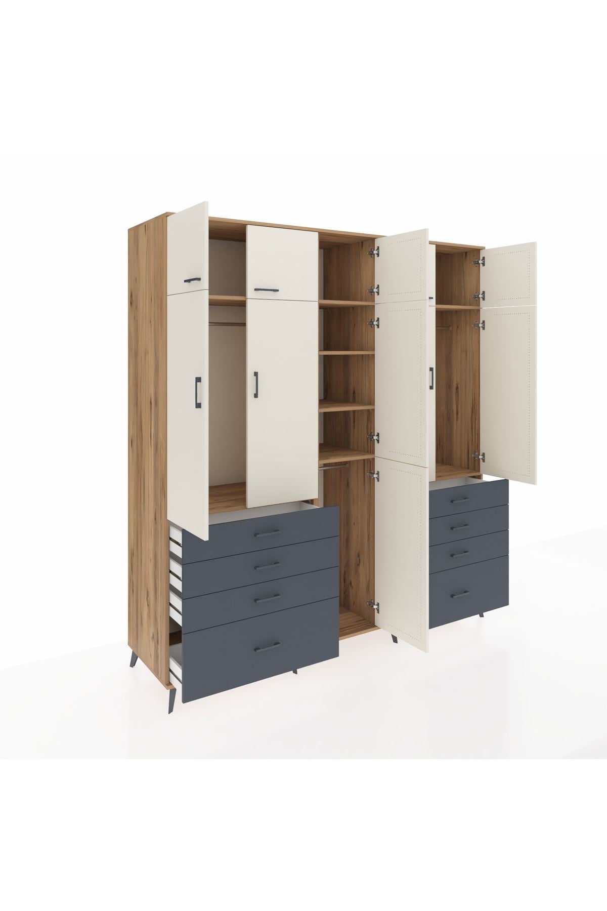 Kronos Dolap 8 Raflı 8 Çekmeceli 3 Askılı 220x59x243 - S784M009V23C