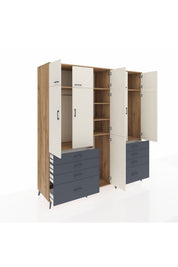 Kronos Dolap 8 Raflı 8 Çekmeceli 3 Askılı 220x59x243 - S784M009V23C