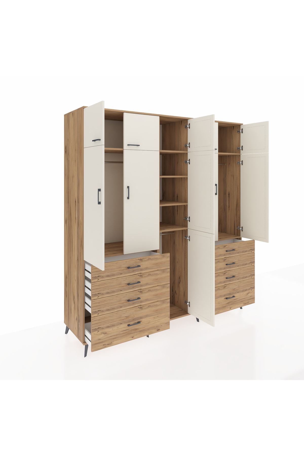 Kronos Dolap 8 Raflı 8 Çekmeceli 3 Askılı 220x59x243 - S784M009V24C