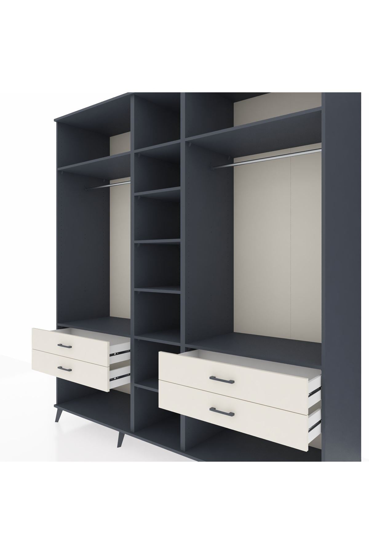 Kronos Dolap 10 Raflı 4 Çekmeceli 2 Askılı 220x59x243 - S784M010V16C