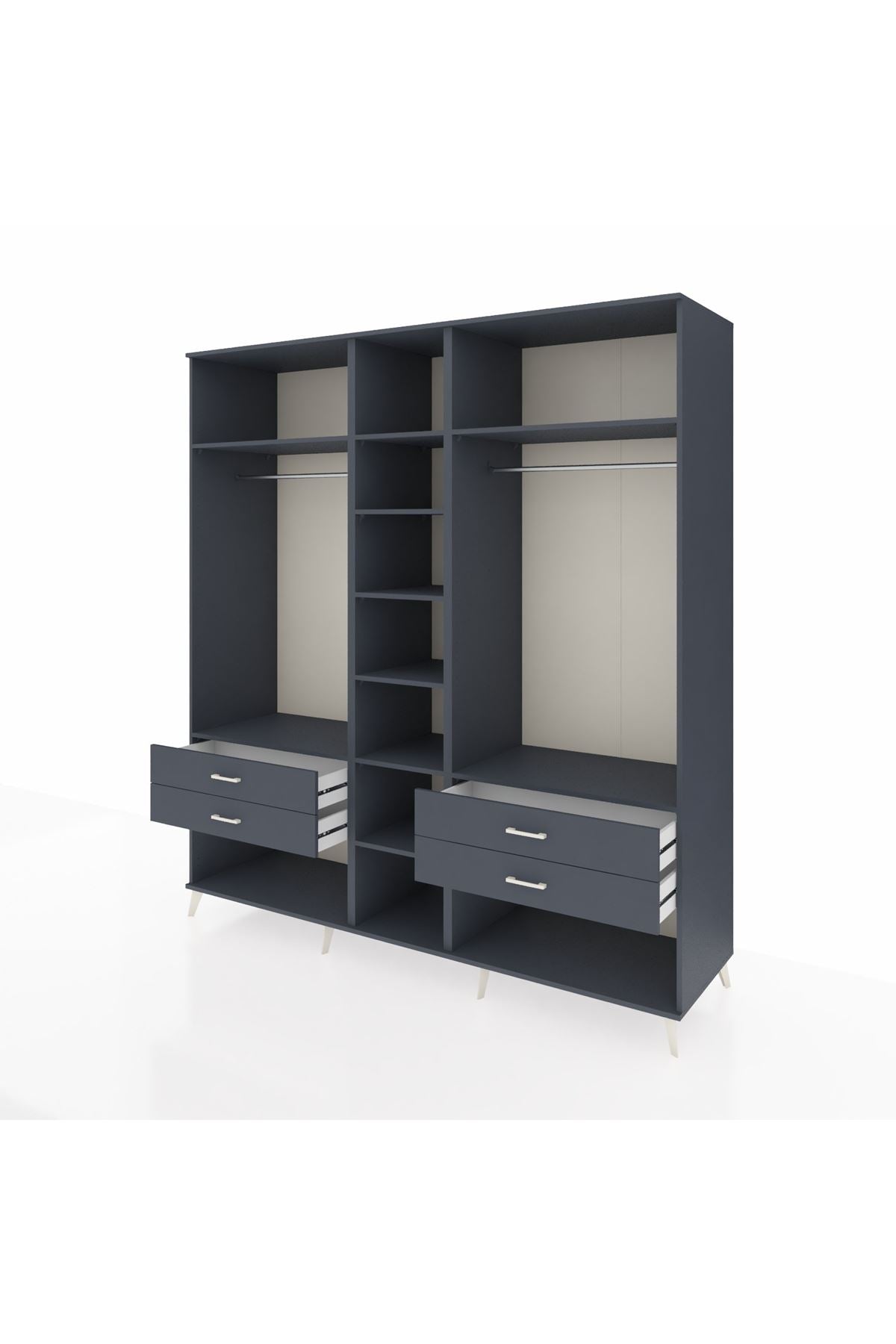 Kronos Dolap 10 Raflı 4 Çekmeceli 2 Askılı 220x59x243 - S784M010V17C