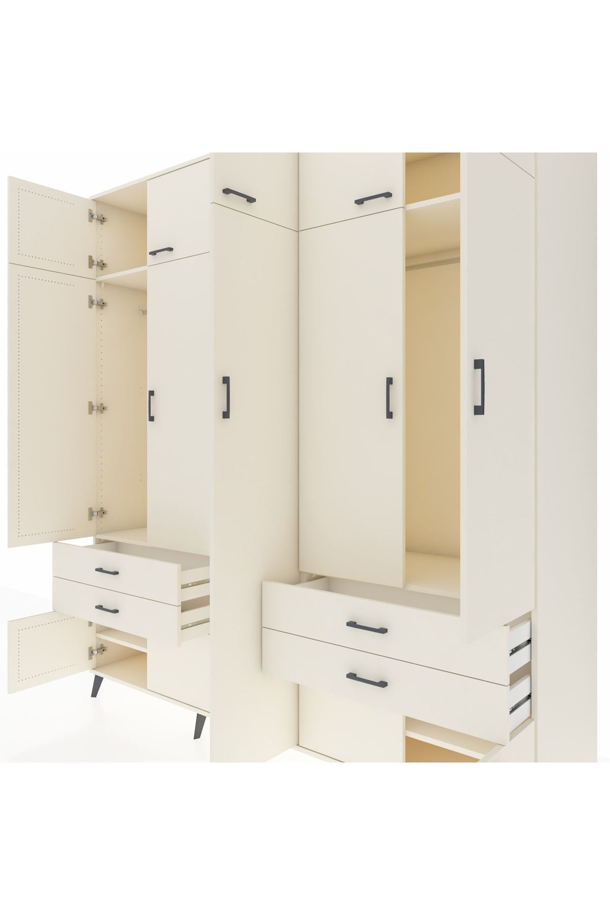 Kronos Dolap 12 Raflı 4 Çekmeceli 2 Askılı 220x59x243 - S784M011V04C