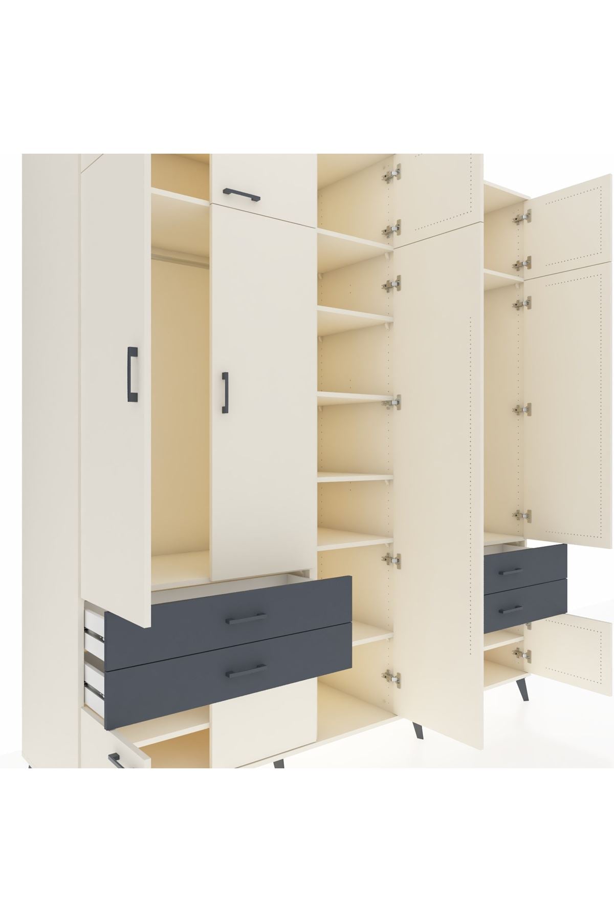 Kronos Dolap 12 Raflı 4 Çekmeceli 2 Askılı 220x59x243 - S784M011V05C
