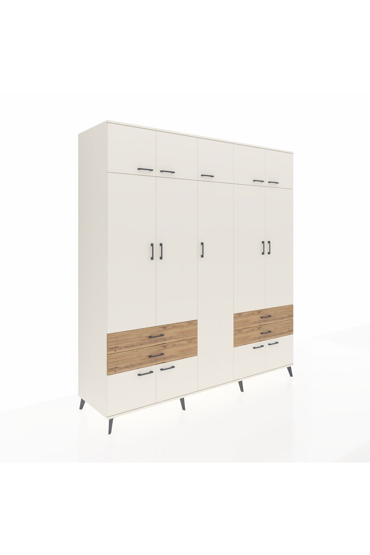 Kronos Dolap 12 Raflı 4 Çekmeceli 2 Askılı 220x59x243 - S784M011V06C