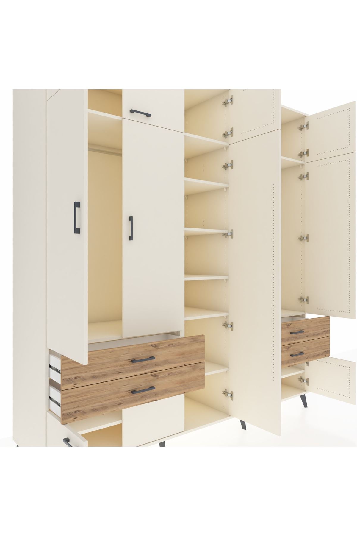 Kronos Dolap 12 Raflı 4 Çekmeceli 2 Askılı 220x59x243 - S784M011V06C