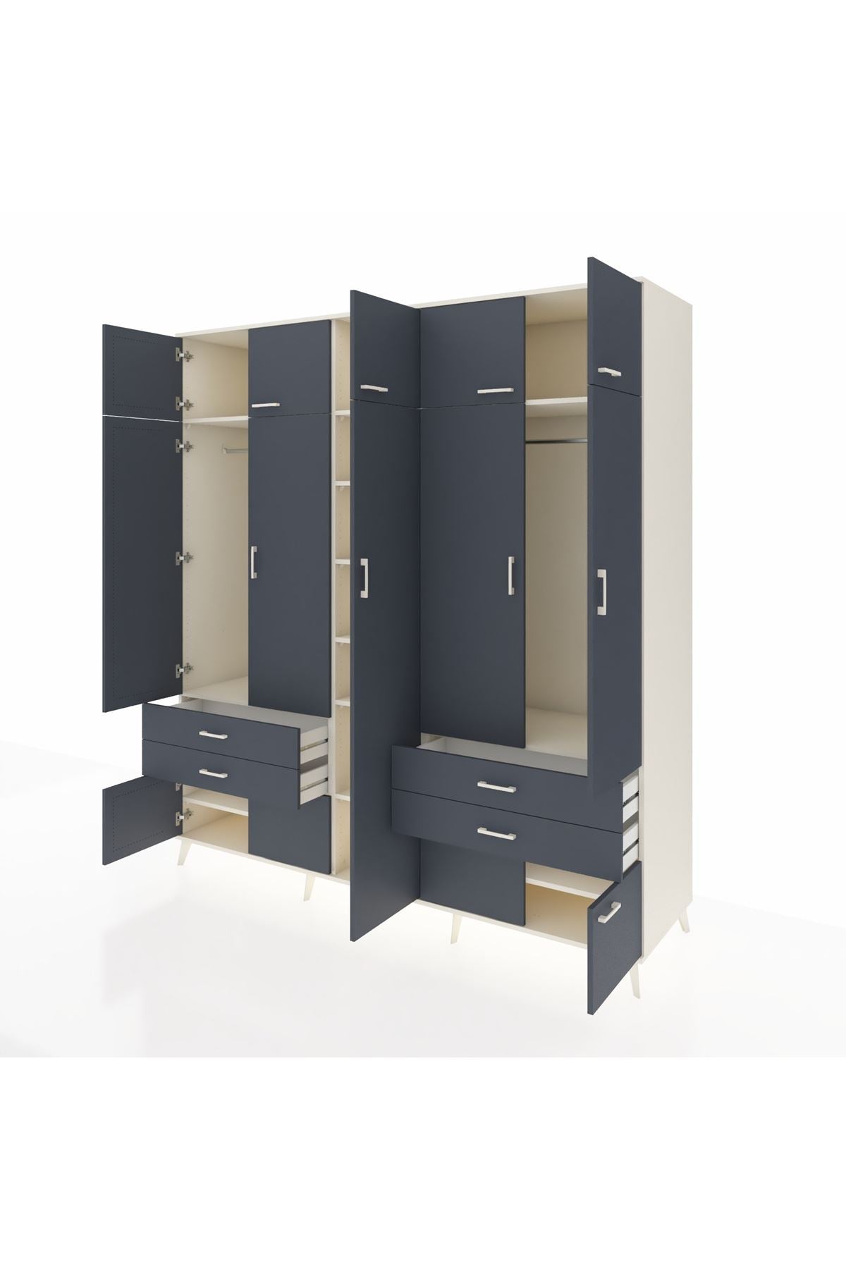 Kronos Dolap 12 Raflı 4 Çekmeceli 2 Askılı 220x59x243 - S784M011V08C