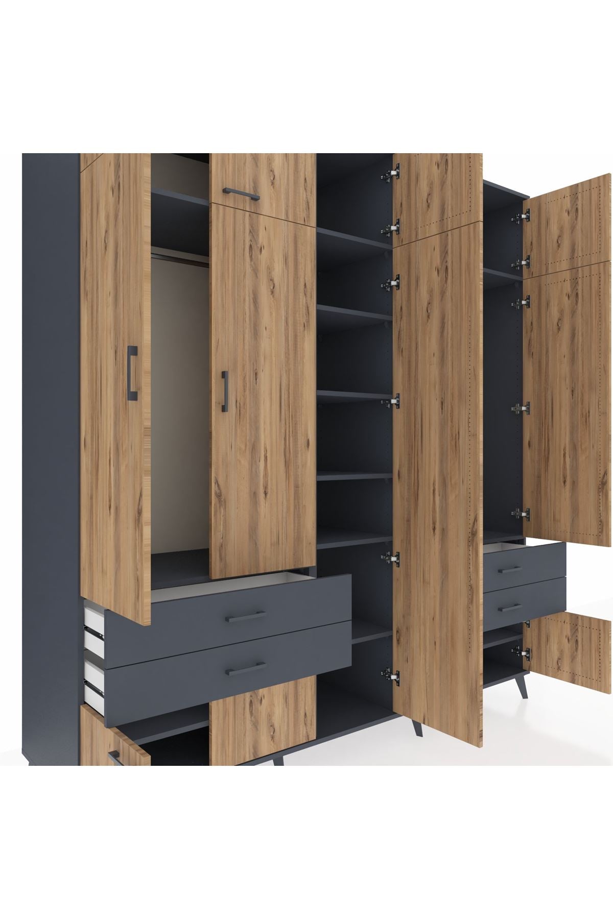 Kronos Dolap 12 Raflı 4 Çekmeceli 2 Askılı 220x59x243 - S784M011V11C