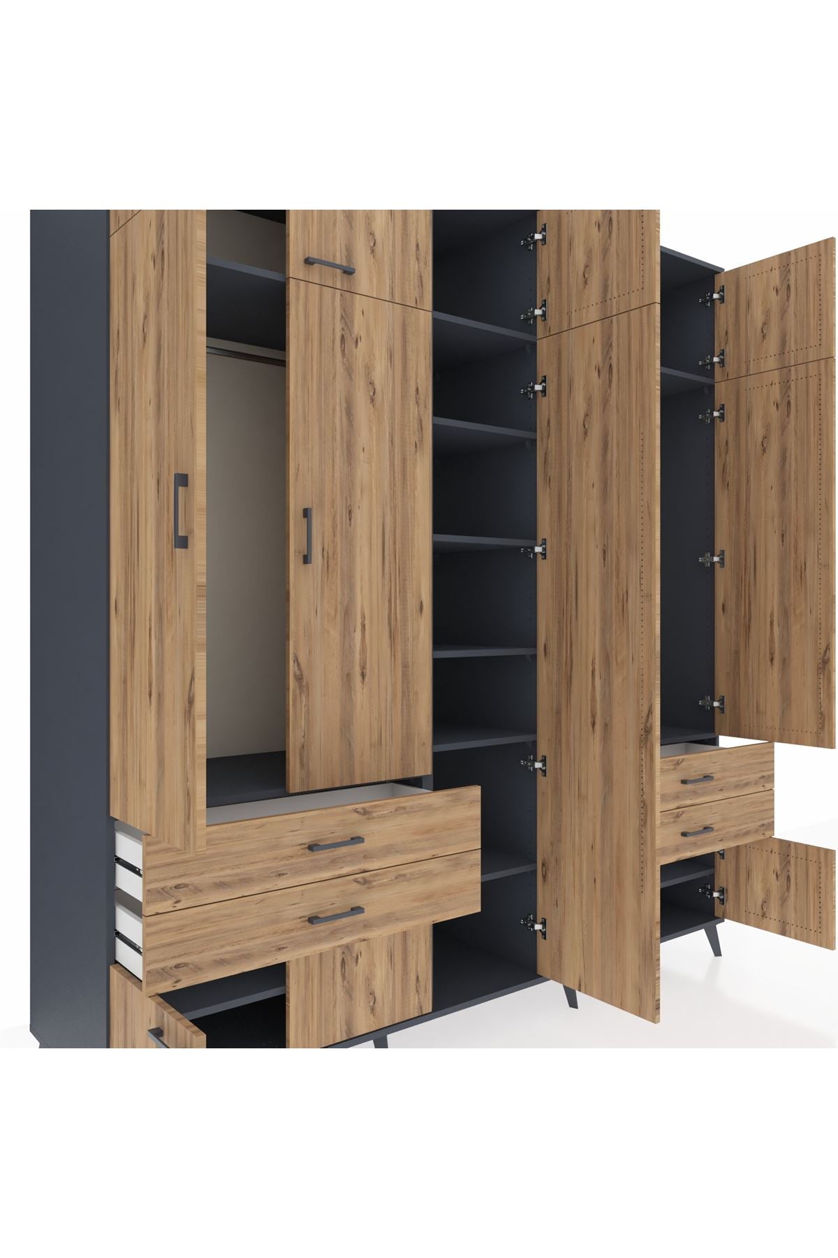 Kronos Dolap 12 Raflı 4 Çekmeceli 2 Askılı 220x59x243 - S784M011V12C