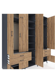 Kronos Dolap 12 Raflı 4 Çekmeceli 2 Askılı 220x59x243 - S784M011V12C