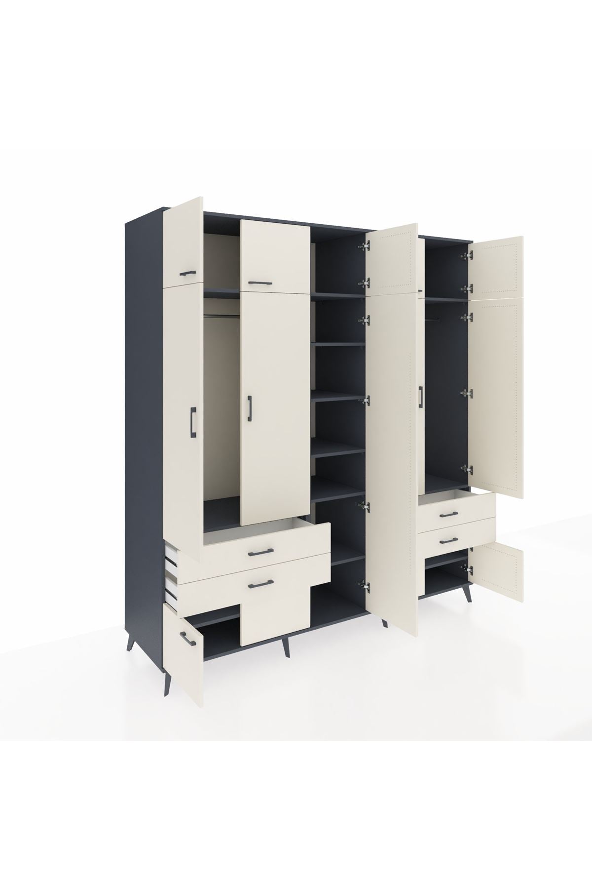 Kronos Dolap 12 Raflı 4 Çekmeceli 2 Askılı 220x59x243 - S784M011V13C