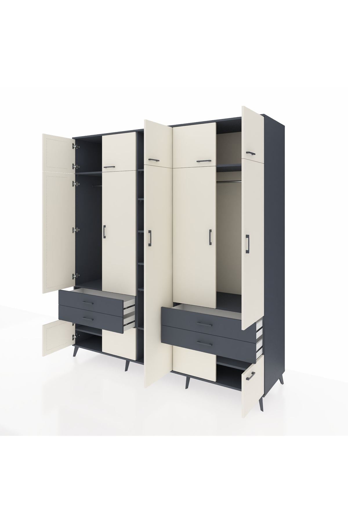 Kronos Dolap 12 Raflı 4 Çekmeceli 2 Askılı 220x59x243 - S784M011V14C