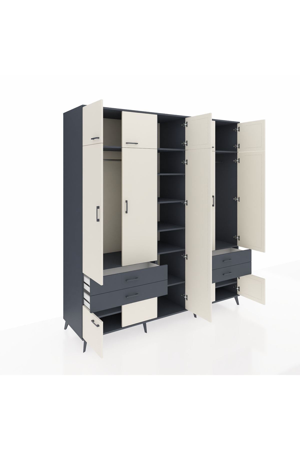 Kronos Dolap 12 Raflı 4 Çekmeceli 2 Askılı 220x59x243 - S784M011V14C