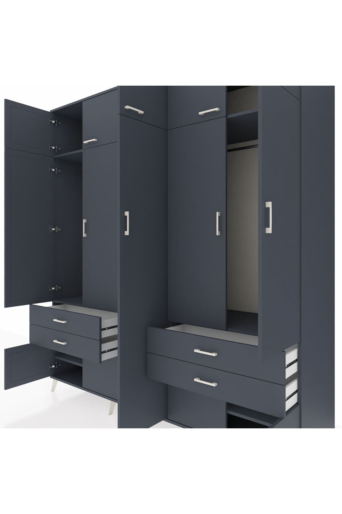 Kronos Dolap 12 Raflı 4 Çekmeceli 2 Askılı 220x59x243 - S784M011V17C