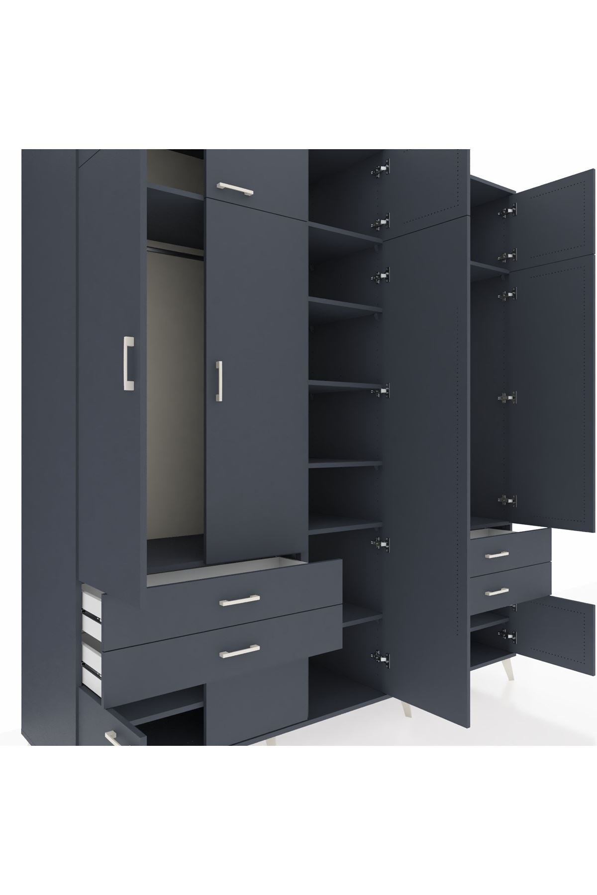 Kronos Dolap 12 Raflı 4 Çekmeceli 2 Askılı 220x59x243 - S784M011V17C