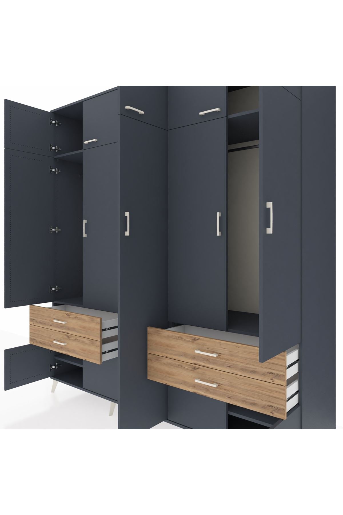 Kronos Dolap 12 Raflı 4 Çekmeceli 2 Askılı 220x59x243 - S784M011V18C