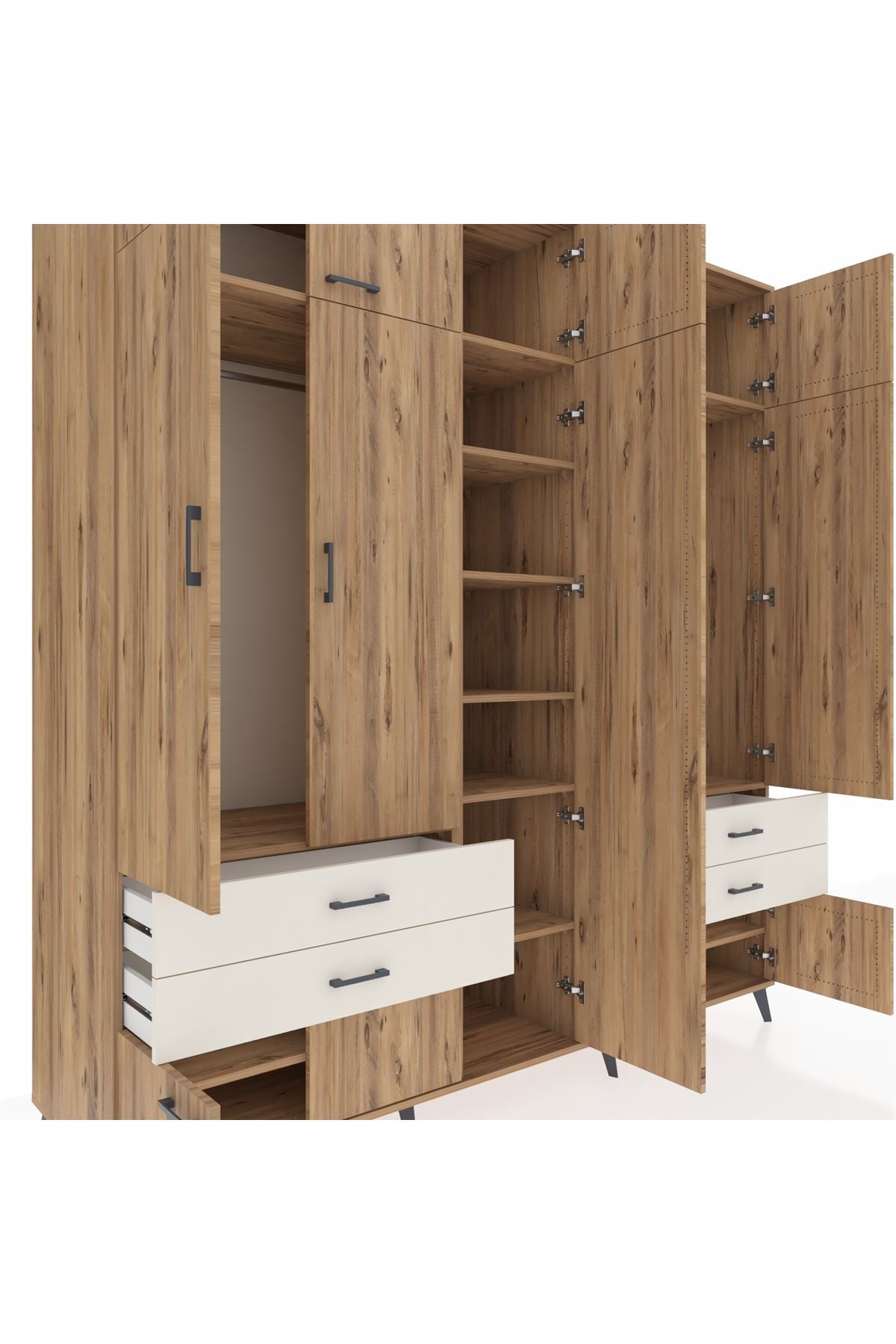 Kronos Dolap 12 Raflı 4 Çekmeceli 2 Askılı 220x59x243 - S784M011V19C