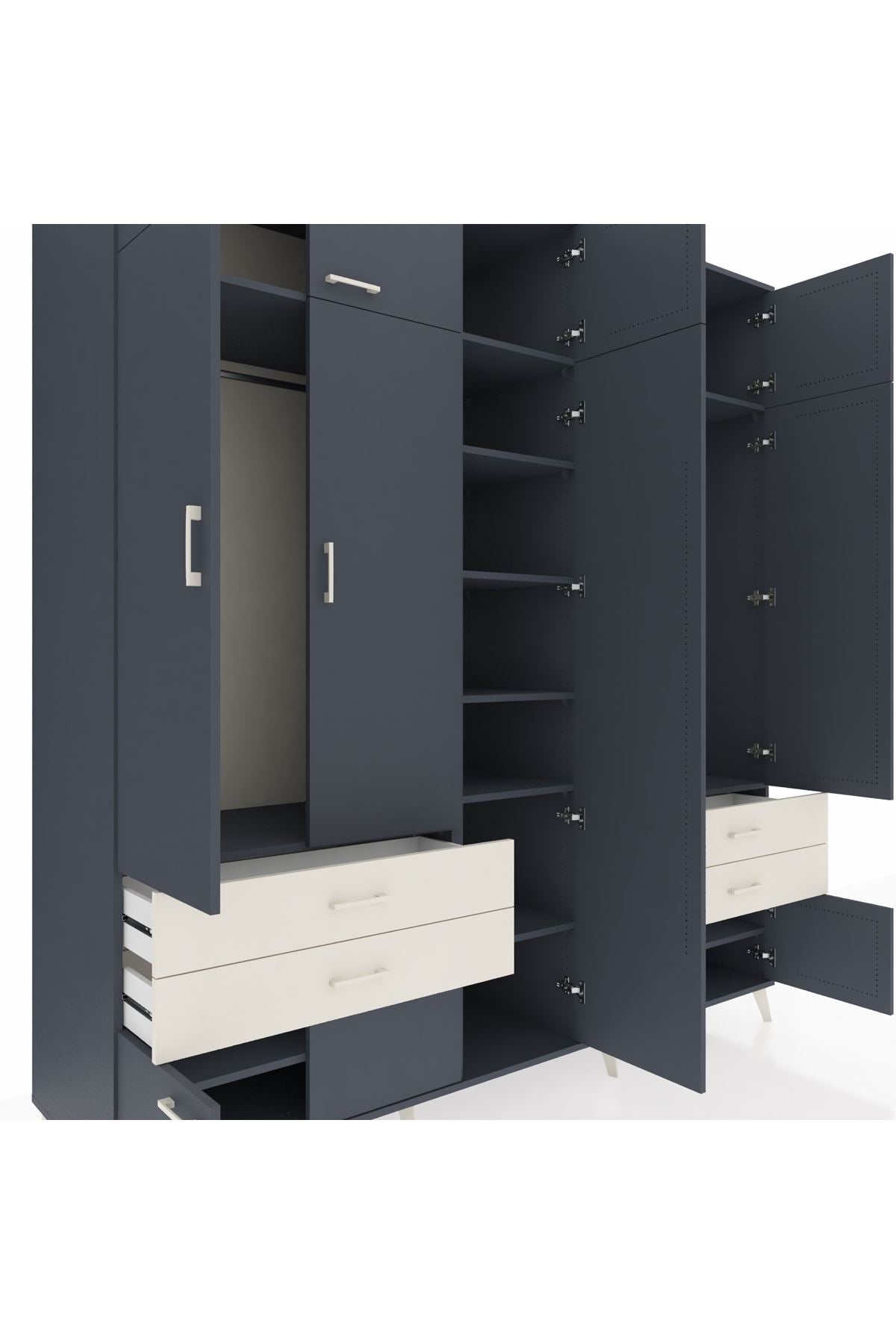 Kronos Dolap 12 Raflı 4 Çekmeceli 2 Askılı 220x59x243 - S784M011V16C