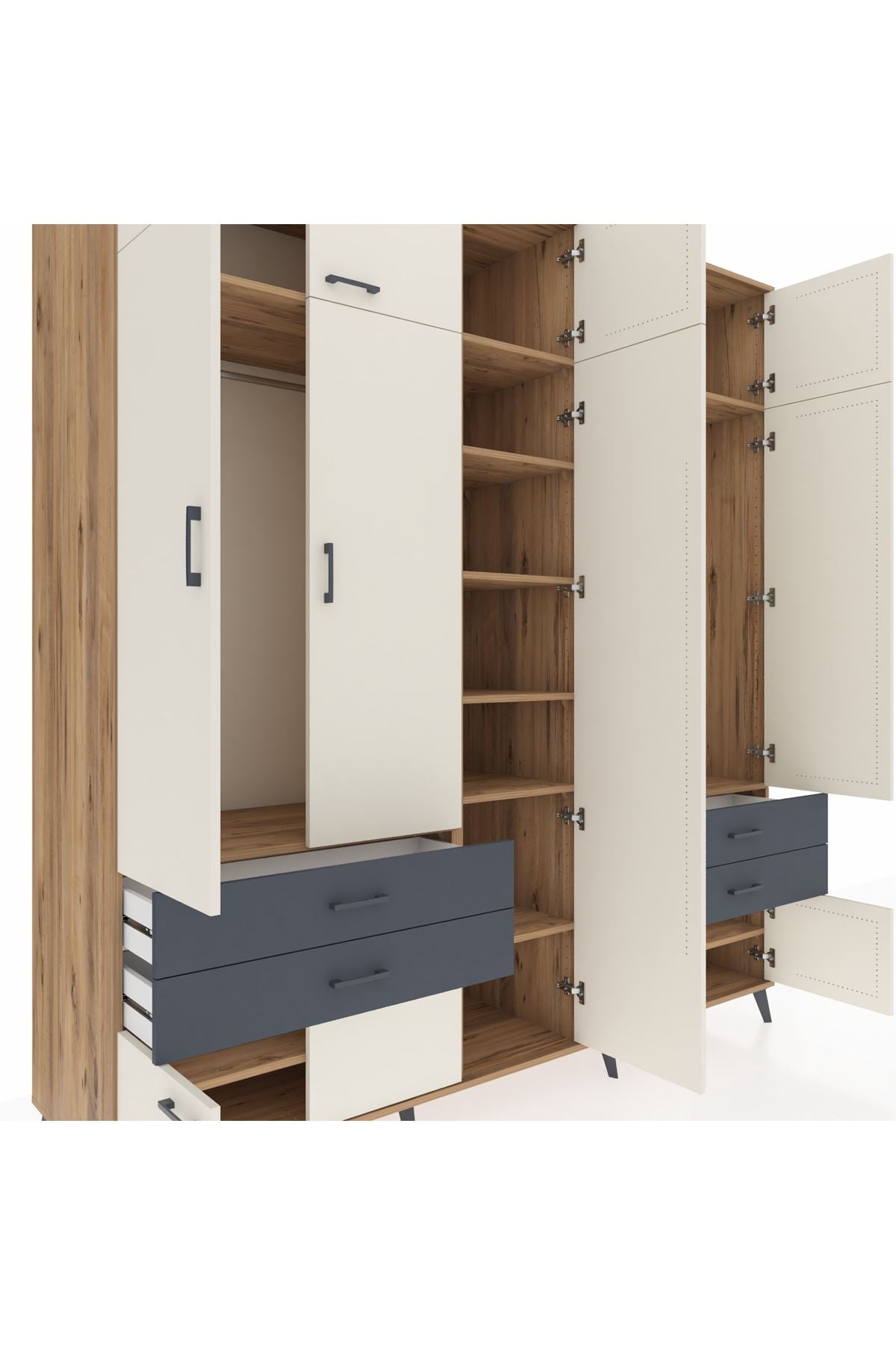 Kronos Dolap 12 Raflı 4 Çekmeceli 2 Askılı 220x59x243 - S784M011V23C