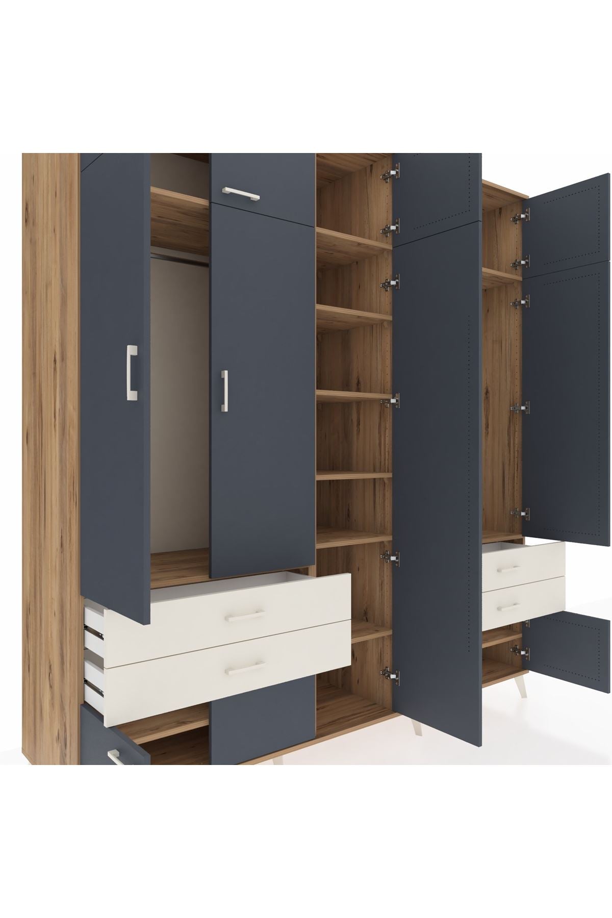 Kronos Dolap 12 Raflı 4 Çekmeceli 2 Askılı 220x59x243 - S784M011V25C
