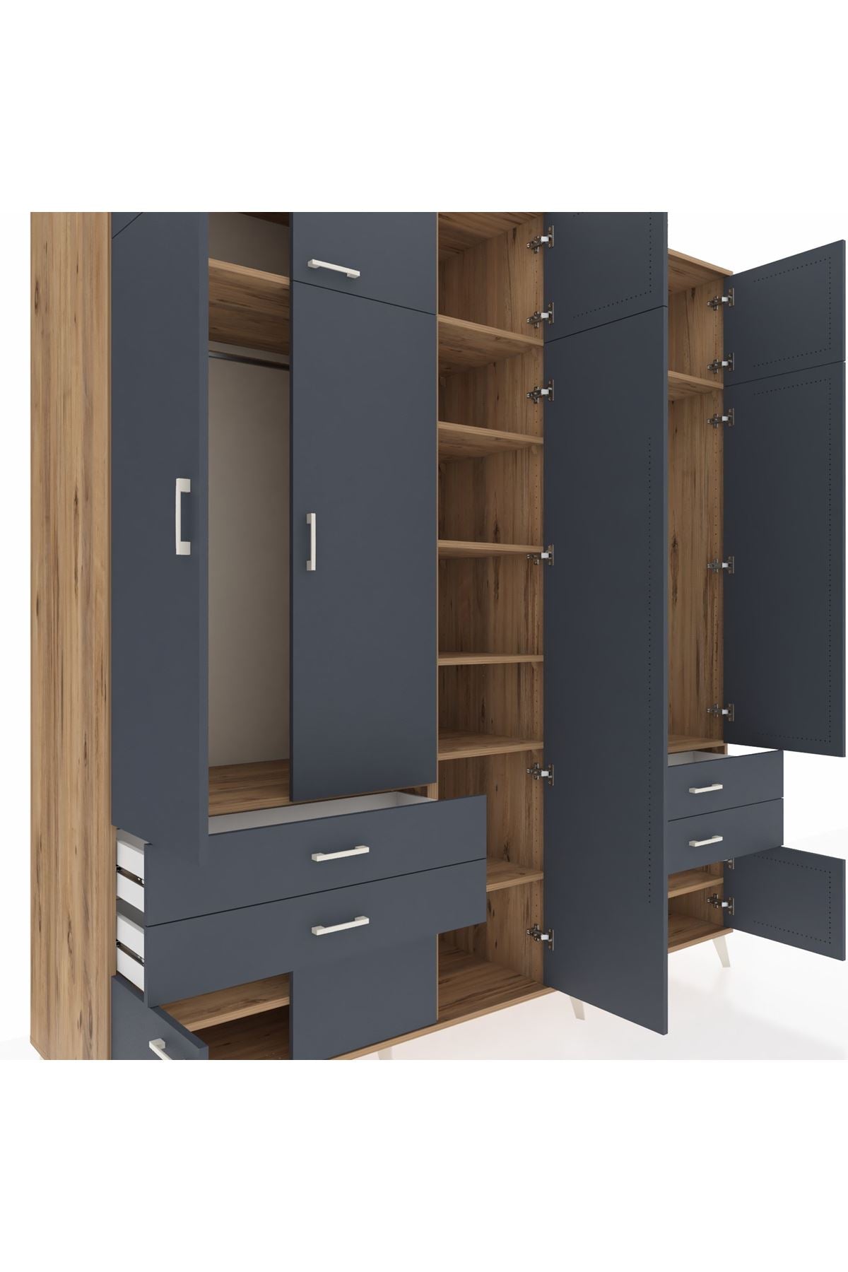 Kronos Dolap 12 Raflı 4 Çekmeceli 2 Askılı 220x59x243 - S784M011V26C