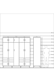 Kronos Dolap 12 Raflı 4 Çekmeceli 2 Askılı 220x59x243 - S784M011V27C