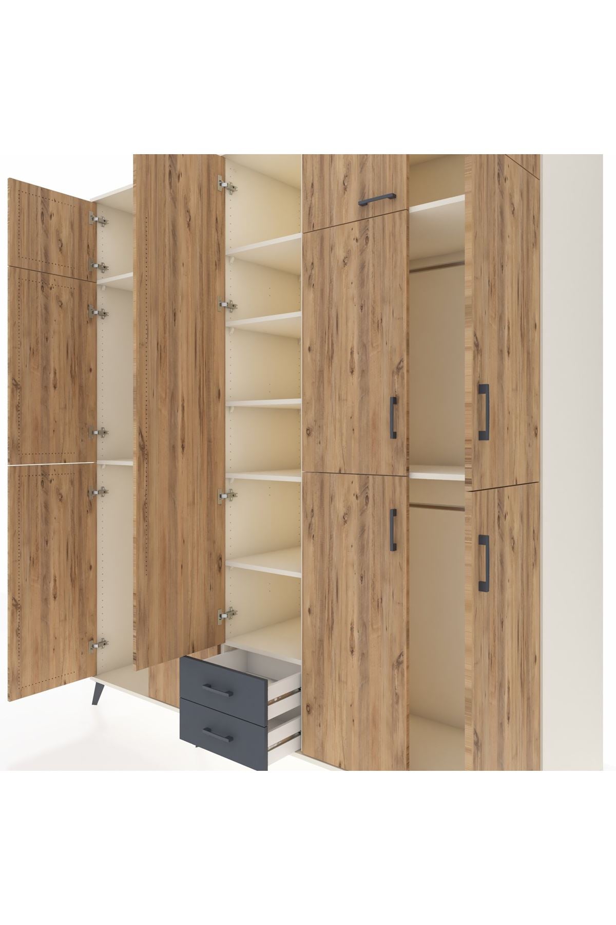 Kronos Dolap 10 Raflı 2 Çekmeceli 4 Askılı 220x59x243 - S784M012V02C