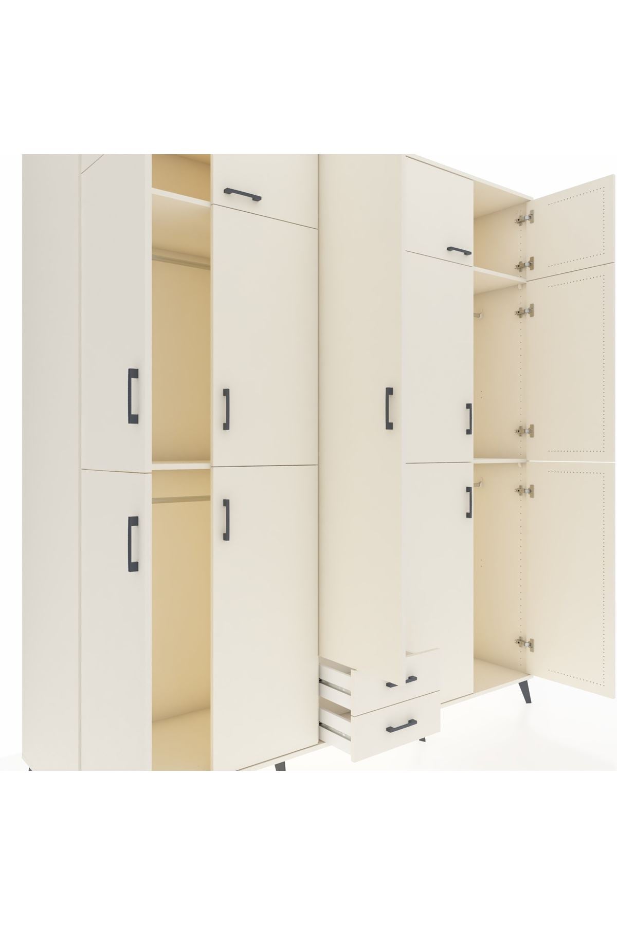 Kronos Dolap 10 Raflı 2 Çekmeceli 4 Askılı 220x59x243 - S784M012V04C