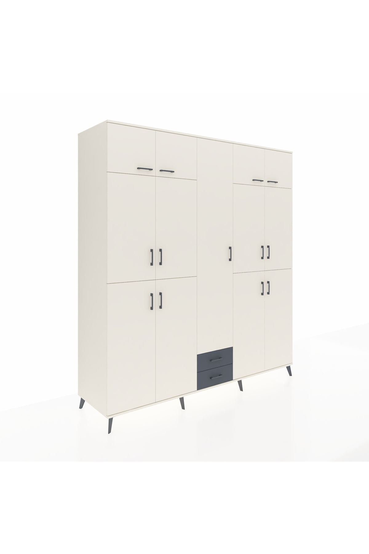 Kronos Dolap 10 Raflı 2 Çekmeceli 4 Askılı 220x59x243 - S784M012V05C