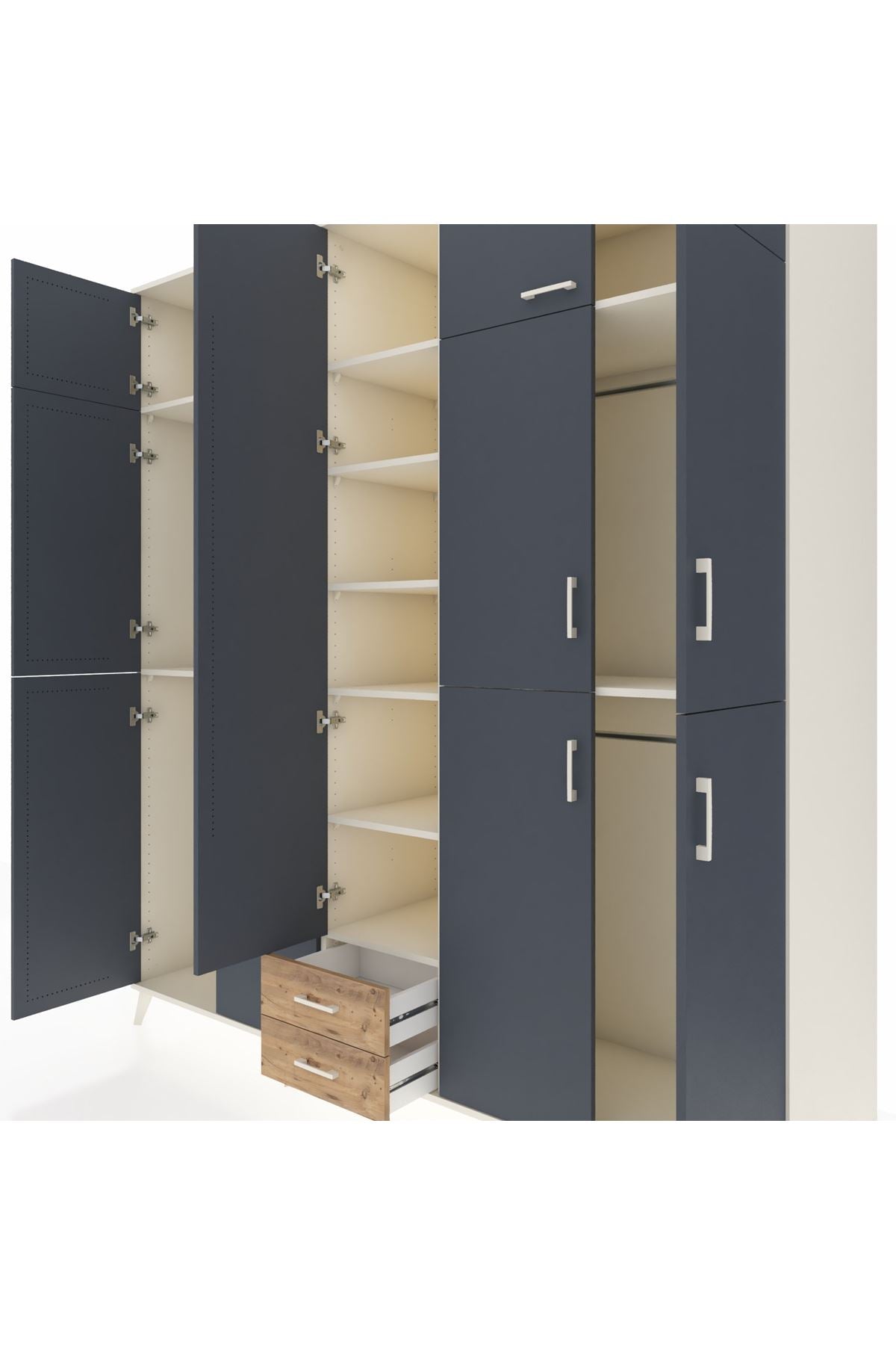 Kronos Dolap 10 Raflı 2 Çekmeceli 4 Askılı 220x59x243 - S784M012V09C