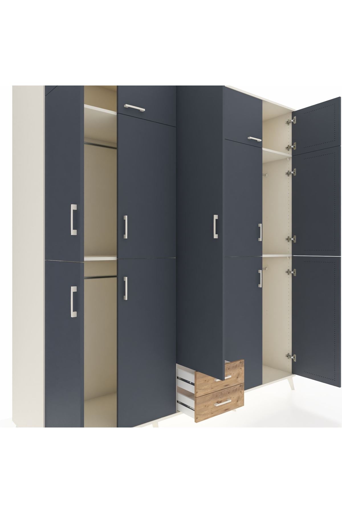 Kronos Dolap 10 Raflı 2 Çekmeceli 4 Askılı 220x59x243 - S784M012V09C