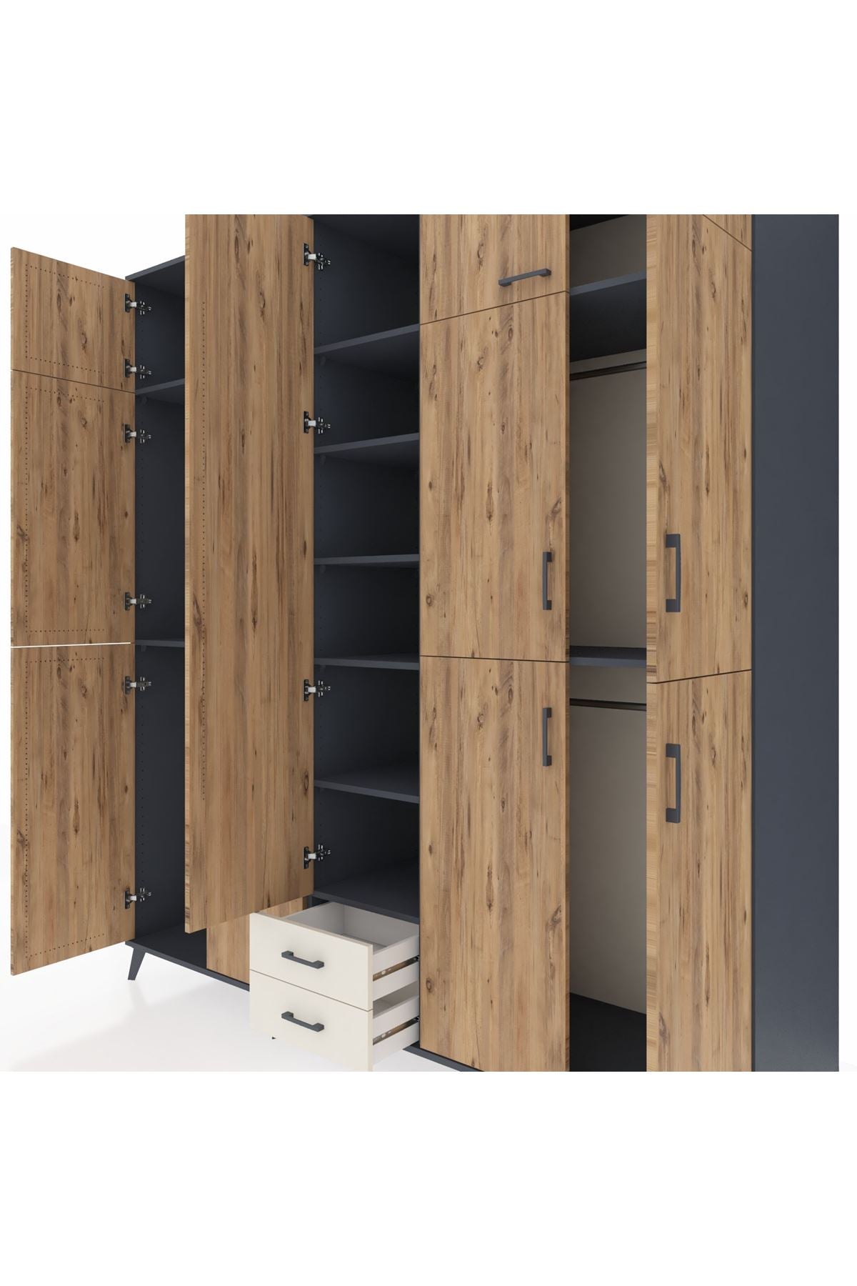 Kronos Dolap 10 Raflı 2 Çekmeceli 4 Askılı 220x59x243 - S784M012V10C