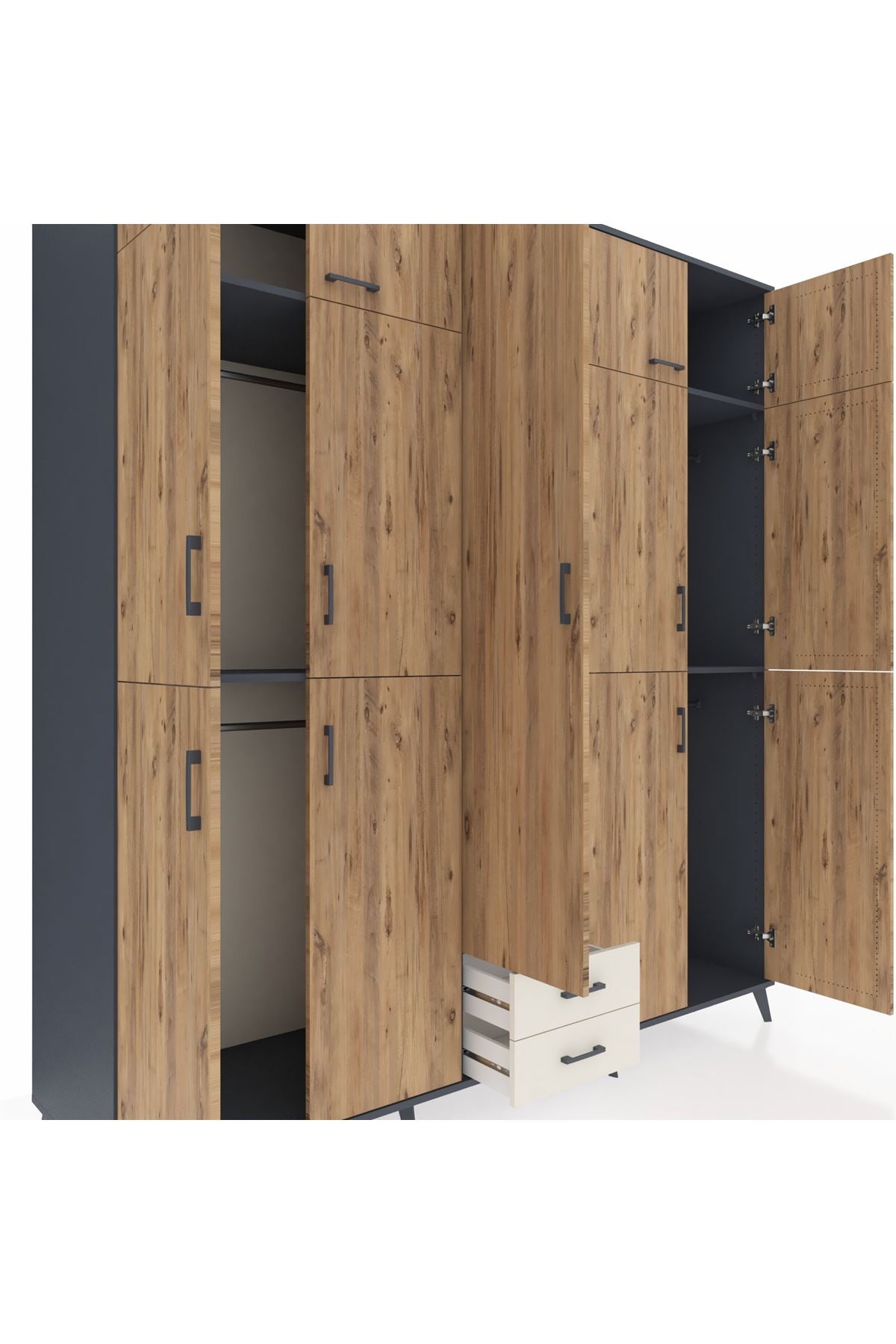Kronos Dolap 10 Raflı 2 Çekmeceli 4 Askılı 220x59x243 - S784M012V10C